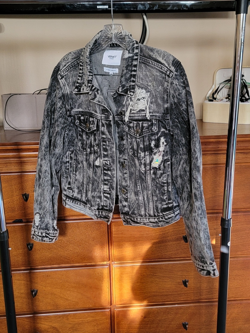 Vervet Black Acid-Wash Denim Jacket - Women's